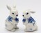 Ceramic Easter Bunny Rabbits with Blue Flowers Salt and Pepper Shakers, Gift for Her or Mom, Kitchen Décor, Spring or Easter Décor